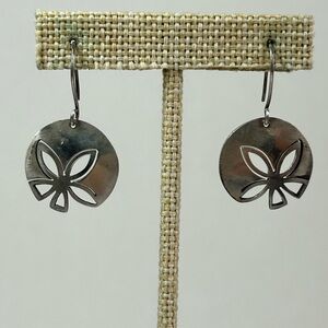 Vintage artisan sterling silver 925 flower cut-out earrings Hawaiian Plumeria